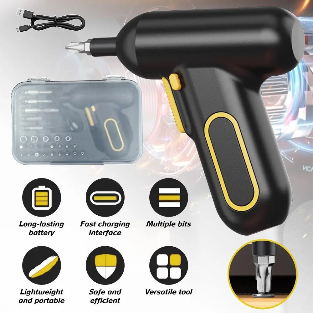 Cordless Electric Screwdriver Kit - 5Nm, 220RPM, 1500mAh Battery, Multi Bits, Forward-Reverse Functionality, Tools and Gadgets for Home DIY Repair, Battery Wireless Screwdriver, Cordless Power Screwdriver