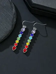 Fashion Sparkling Rainbow Synthetic Zircon Earrings, Elegant Classic Party Jewelry Accessory for Women, Holiday Wear