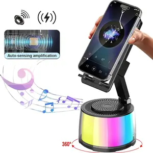 Wireless Audio Bluetooth Speaker with Emergency charging, 5in1 Phone Holder Power Bank with Colorful Ambient Light for Tablet iPhone Android, Gifts for Men Women