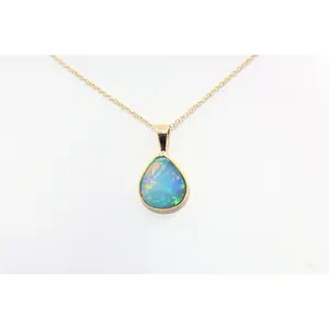 Unique Play-of-Color Ethiopian Opal Pendant | 22k & 14k Gold