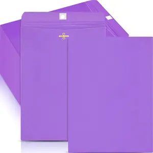 100 Pcs Clasp Manilla Envelopes 9 x 12 Inch Gummed Colored Envelopes for Storing or Mailing for Home Office Business Supplies(Purple)