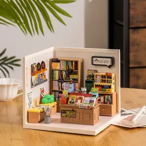 LED Lights DIY Miniature House Kit,1:24 Scale Real Shop,with Furniture,DIY Doll House,Miniature Shop Model Kit,3D Wooden Jigsaw Puzzle,Perfect Holiday,Christmas,Birthday Gift for Men,Women,Crafts Lovers,Teenagers,Boys,Girls