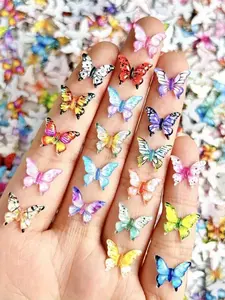 100pcs Mini Resin Butterfly Decorations, Perfect for DIY Nail Art, Butterfly Nails, Scrapbooking, Hair Clips, Jewelry Making, Christmas Crafts, Home & Office Decor