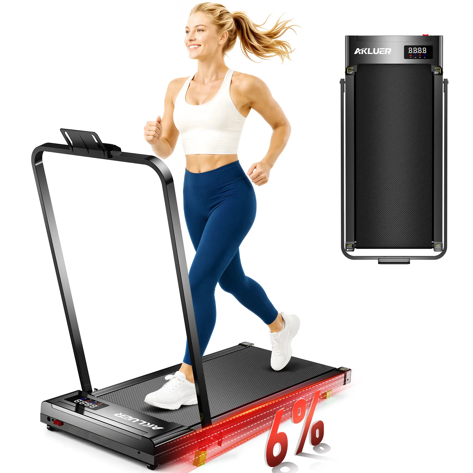 【Free 3 Day Shipping】Summer Vibes  Under Desk Treadmill with 6% Incline Walking Jogging Machine for Home and Office, 2 in 1 Desk Walking Treadmill with Incline