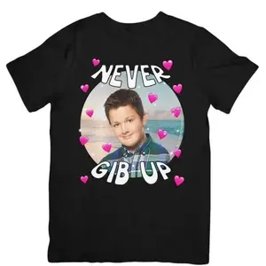 [100% Cotton] Never Gib Up - Gibby ICarly Joke Funny Gen Z Graphic TShirt Dank Meme Humor Nickelodeon Top Menswear Streetwear Shortsleeve Crewneck Casual Tshirt Golf Gift T-Shirt For Men And Women