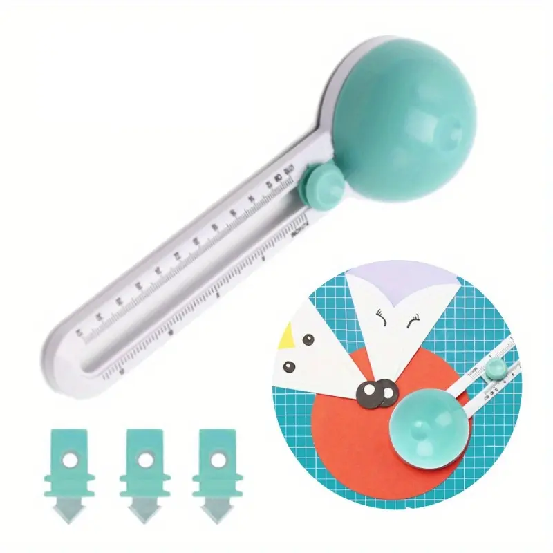 Green Circular Rotary Paper Cutter - 8.5 x 2.8 Inch Specialty Kitchen Utensil with 3 Blades, Diameter Adjustment 4"-12.5", Scrapbook Materials for Art and DIY Crafts