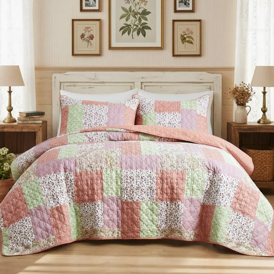 PEACE NEST 3-Piece Reversible Boho Printed Coverlets Set Bedspreads Quilts Bedding Set with 2 Pillow Shams for King/Queen/Twin sizes(1 Pillow Sham for Twin size)Soft