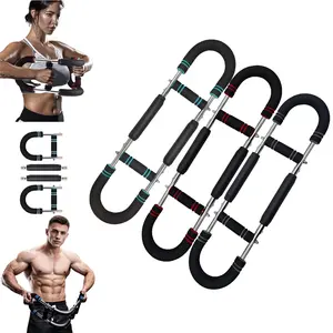 New Detachable & Portable Power Twister Bar Arm Trainer, Forearm Triceps Bicep Chest Shoulder Thigh Muscle Fitness Exerciser, Adjustable Spring Resistance Workout Equipment (The color is shipped assorted asc)