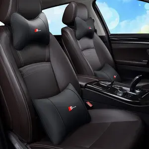 2PCS Leather Car Seat Headrest Auto Logo Neck Pillow For Audi Sline A6 C5 C6 C7 C8 A4 B5 B6 B7 B8 B9 S3 S4 S5 Q3 8U Q5 8R Accessories