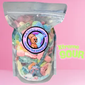 Extreme Sour Gummy Mix | Super Sour Assorted Gummy Candies with Sour Powder | Filled Gummies, Sour Bottles, Blue Raspberry, Strawberry, Cotton Candy, Fruity