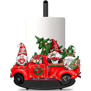 Christmas Paper Towel Holder Large Christmas Gnome Truck Kitchen Decor Accessories Metal Paper Towel Holder Stand Xmas Farmhouse Rustic Indoor Home Bathroom Kitchen Living Room Decor for Countertops