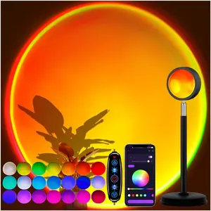 APP Controlled Sunset Projection Lamp, 21 Colors Dimmable LED Sunset Light, 180 °   Rotatable Design for Photo Shooting, Bedroom Decoration, Party, Wedding and Ambient Lighting
