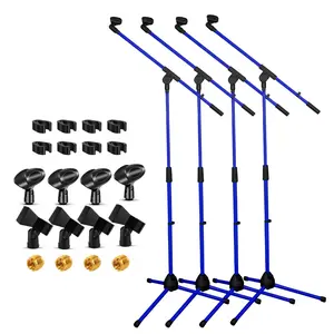 5 Core Mic Stand Floor 4Pcs Adjustable Tripod Microphone Stands w Extending Telescoping Boom Arm