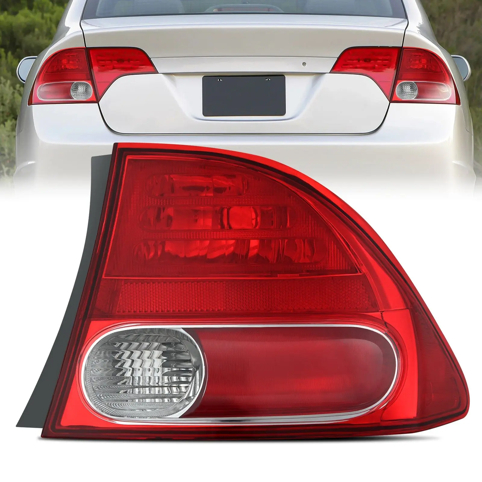 Nilight Advanced Taillight Assembly - DOT & SAE Compliant, Waterproof, UV Resistant, Sealed Housing, Plug-In Fit, Durable Rear Lamp Replacement for 2006-2008 Honda Civic 4-Door Sedan (Hybrid, DX, EX, GX, LX) - Passenger Side, OE Style, Visibility Boost, T
