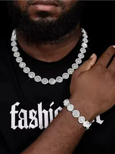 Rhinestone Decorated Tennis Chain Necklace & Bracelet, Trendy Jewelry Set, Fashion Jewelry for Party, Daily Clothing Decor, Trendy All-match & Exquisite Jewelry for Birthday Gift