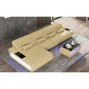 Catina Small Leather Sectional with Pillows