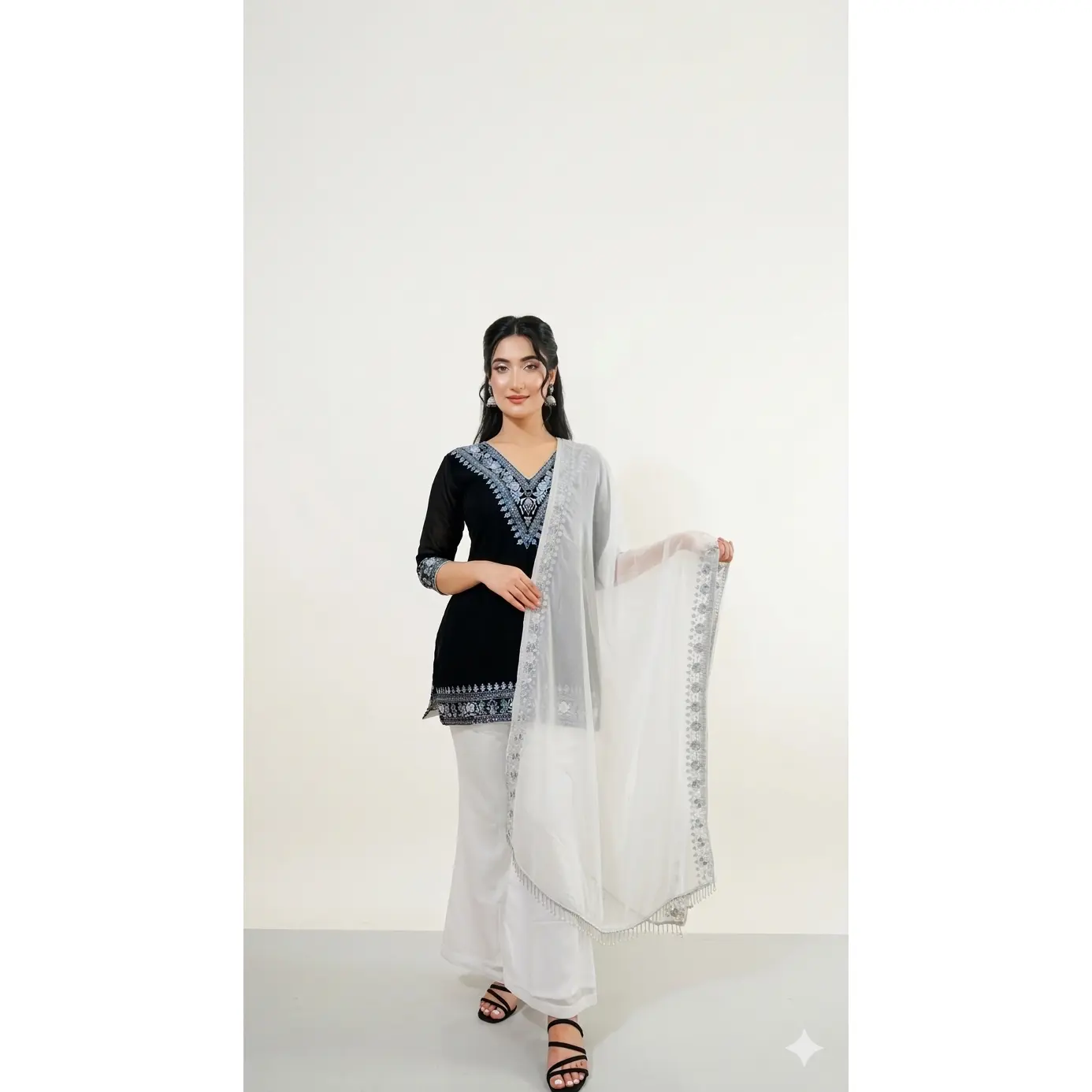 Premium Georgette 90’s Style Plazo Set with Dupatta (3-Piece)