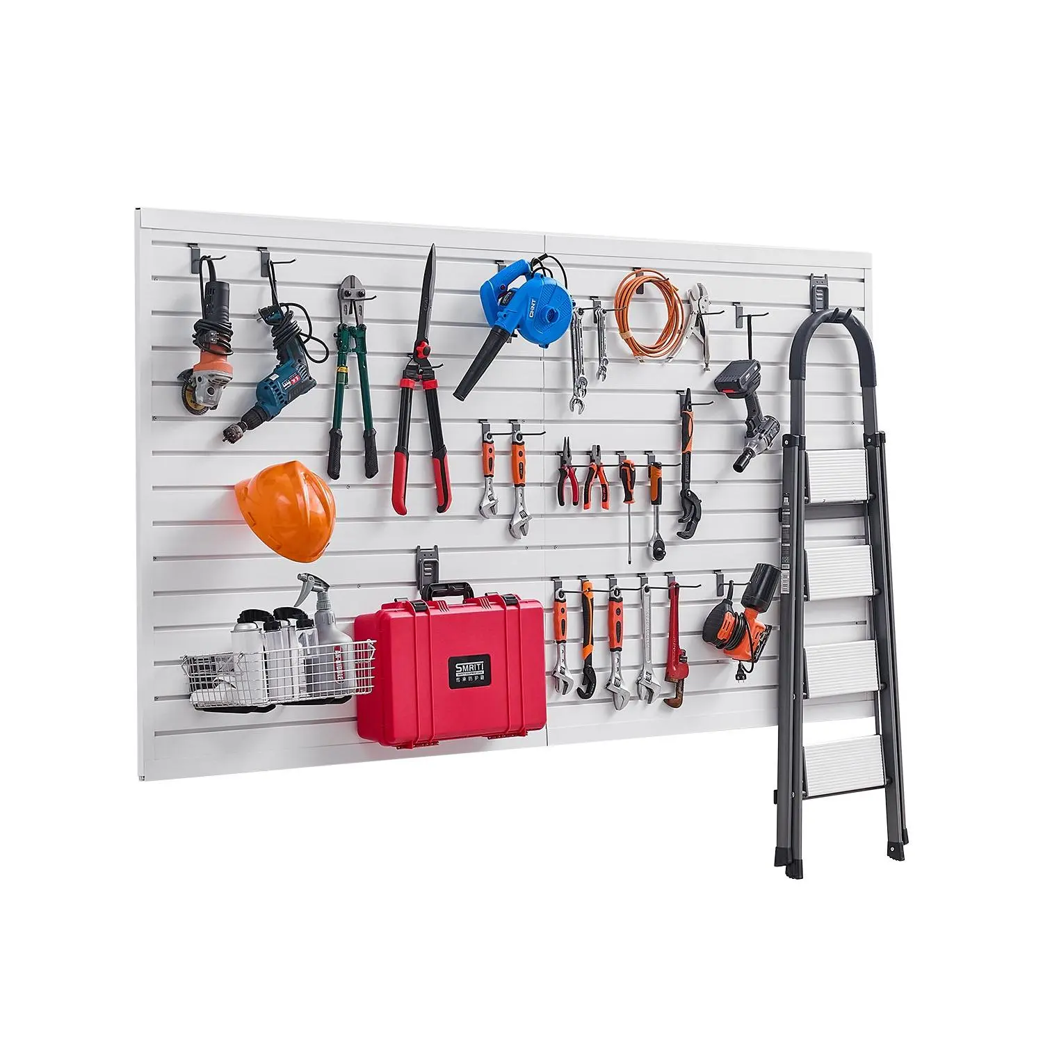 【toolupgrade】VEVOR Rectangular Plastic Slat Wall Paneling, 8x4 ft PVC Garage Slatwall, Modular Design, White Easy-to-Install Adjustable Panel with Coupling Structure for DIY Cutting & Storage Display
