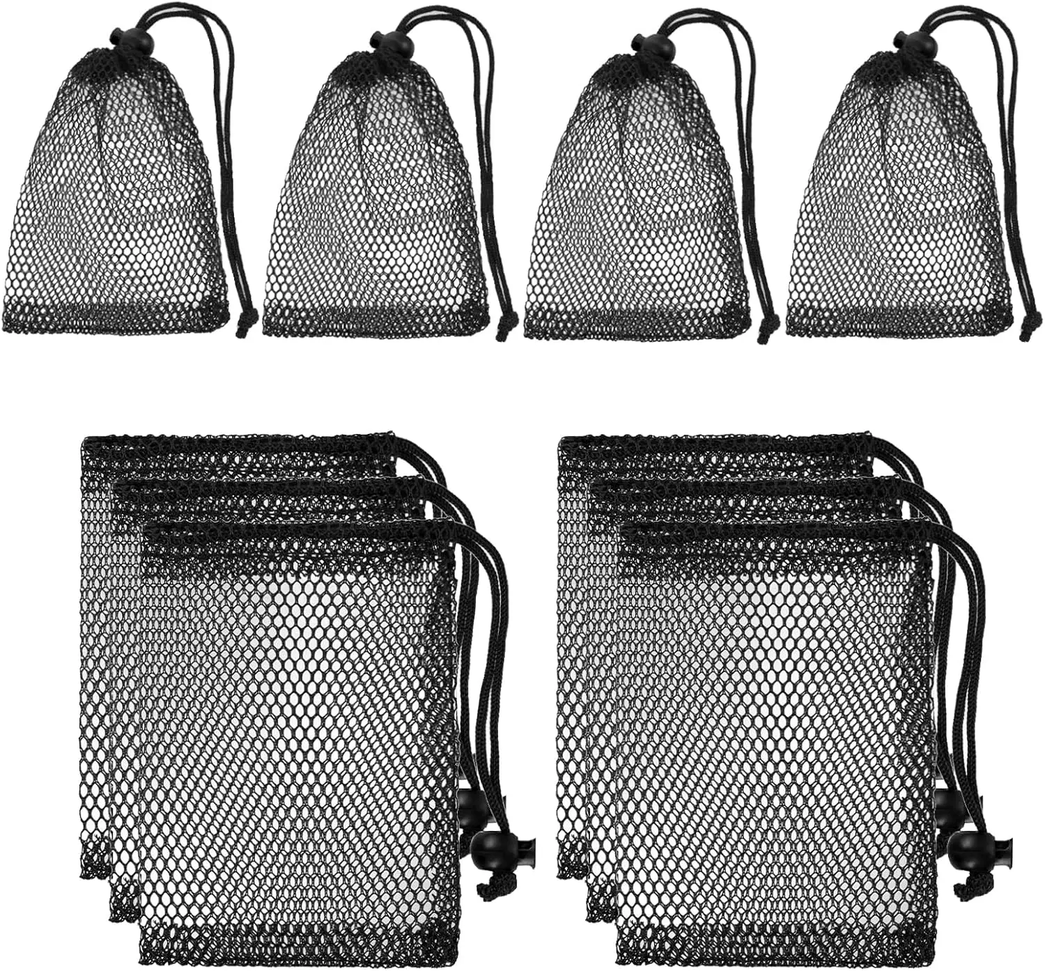 10Pcs Nylon Mesh Drawstring Bags (8x6 in) - Lightweight, Portable, Adjustable Secure Sliding Cord Net Bags for Football Accessories, Travel Gym Storage, Fitness Equipment, Polyester, Laundry, Sliding Lock, Breathable, Mesh Bag