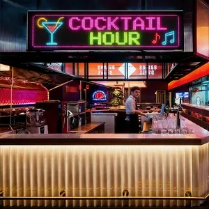 HYPERLITE USB Open Sign & Programmable Scrolling LED Sign – Bendable Digital Sign Replaces Neon Sign, App Controlled Flexible Screen for Storefront Birthday Party, IP65 Waterproof Multiple Sizesm stockup memorialday