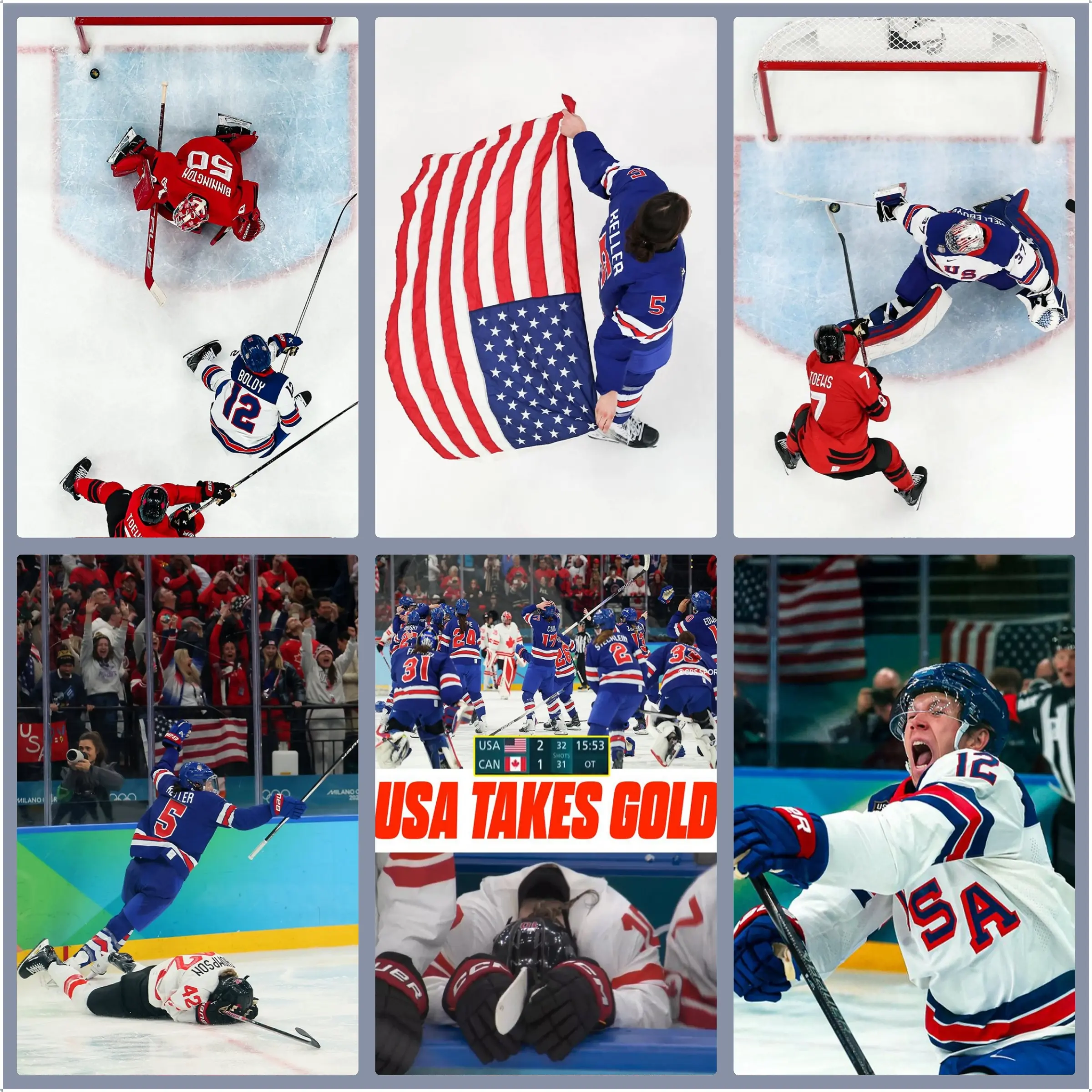 American Ice Hockey Team Gold Canvas Print Poster - Motivational Wall Art Print, Inspirational Home Decor for Fans, Room Decoration Gift