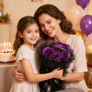 Glitter Rose Bouquet, Artificial Roses for Mother's Day, Wedding and Holiday Decorative Flowers, Ideal for Christmas Decorations, Valentine's Day, Weddings, Birthdays, Mother's Day Bouquets, Artificial Flower Set, Elegant Flower Design