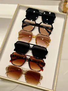 Women's Fashion Large Frame Bohemian Y2K Trendy Glasses, 4 Pairs Set, Perfect for Street Style, Beach Vacation, Travel, Daily Wear, Beach Eyewear