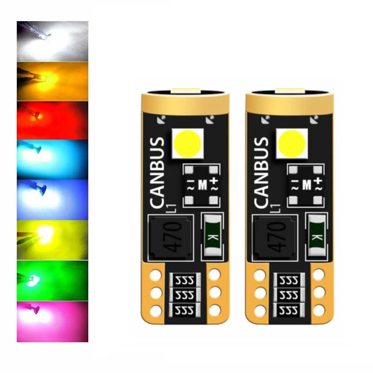 Lasfit T10/168/194 LED Bulbs (1 Pair) - 8 Colors, CANBUS Error Free, 3030 SMD, 400lm High Power, Led Lights Car, Vehicle Accessories, Accessories for Car for License Plate/Dome Lights