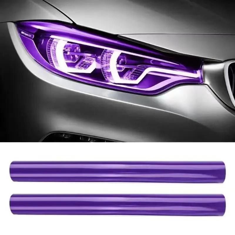 2-roll set - car headlight color changing film, car modification accessories for general models, bright vinyl protective film for car headlights/taillights, Car Decals, Automobile Decals