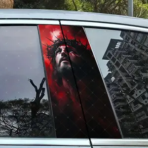2pc Blood Car B-Pillar Protection Stickers, Easy Peel & Stick, Sunproof Waterproof Scratch-Resistant, Fits All Vehicles, Car Exterior Decor, Decal Sticker