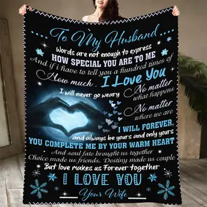 Emotional Warmth, Cozy Flannel Throw Blanket for Husband - Soft, Warm, and Versatile Gift from Wife - Perfect for Couch, Bed, Office, and Travel - All-Season Comfort-280GSM