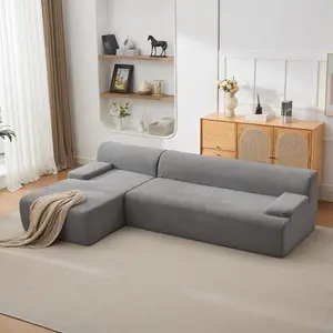 108 Inch Modular Sectional Sofa Cloud Couch L Shaped Oversized Deep Seat Sofa No Assembly Required White Corduroy Configurable Living Room Couch