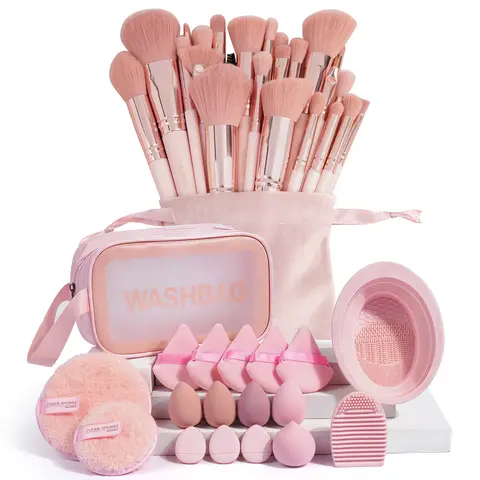 MAANGE 30pcs/set Cosmetic Brush Set with Storage Bag - Soft Bristles, Comfortable Grip, Easy Handling for Foundation, Blush, Lip Balm - Beauty Gifts, Trending Products for Girls