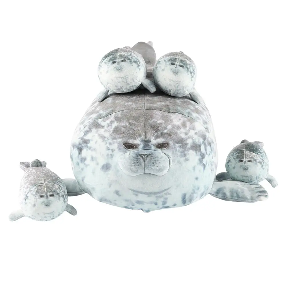 Blob Seal Pillow Plush Set, 5-Count Chubby Seal Pillow Plushies Including 4 Baby Seals and 1 Mommy Seal, Novelty Cute Kawaii Stuffed Animals Throw Pillow Toy, Soft Cuddly Gift, Soft Stuffed Animal Gift for Girls and Boys