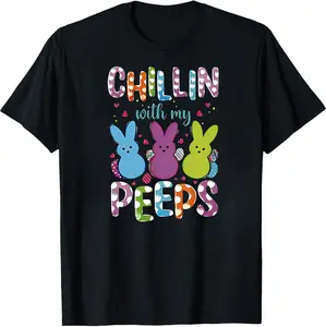 Women's Easter CHILLIN with MY PEEPS Graphic T-shirt