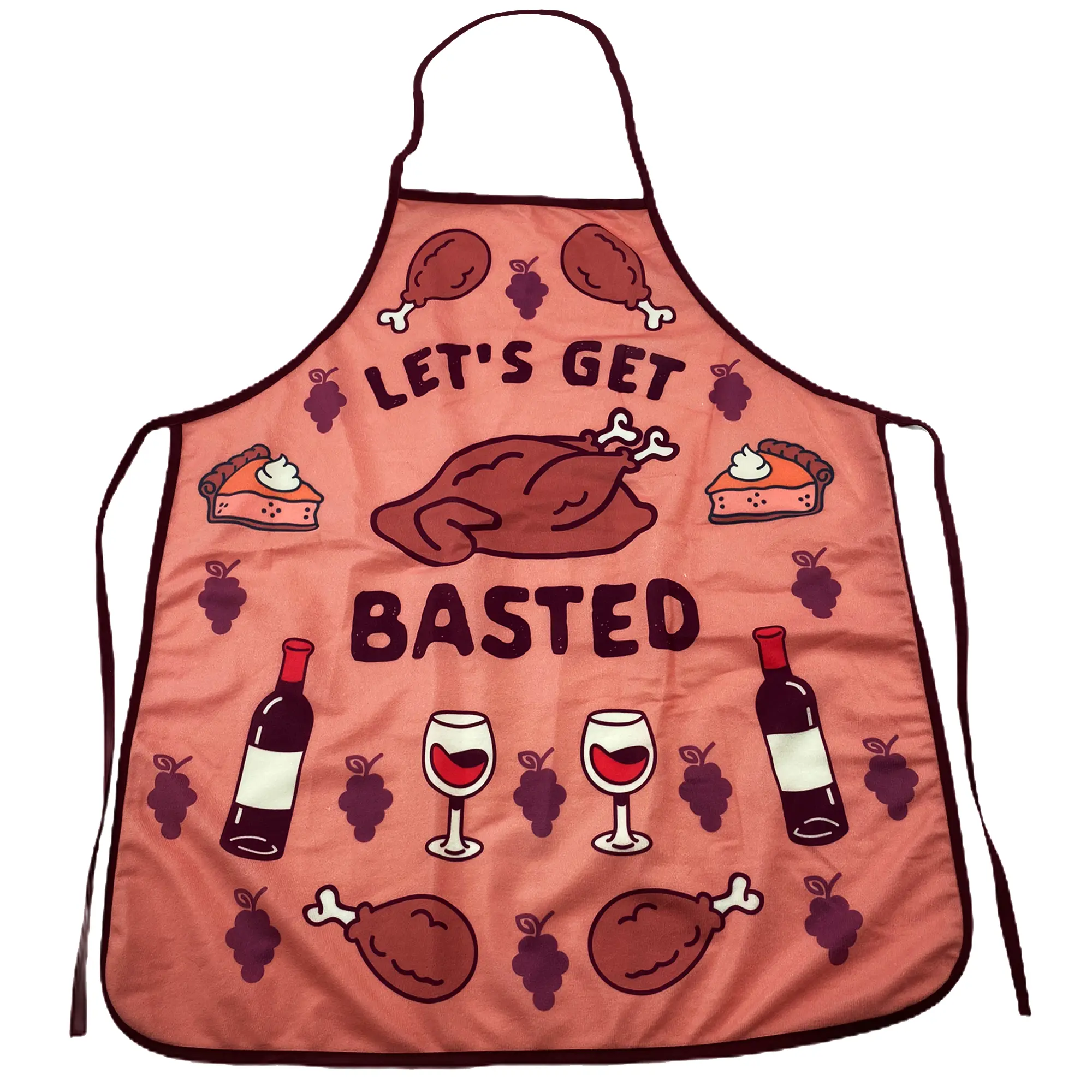 Let's Get Basted Apron Funny Turkey Day Thanksgiving Dinner Graphic Kitcken Smock Funny Aprons Adjustable Household Items Graphic Print Thanksgiving Grill Apparel Funny Food Cover Grilling Apparel for Men Orange