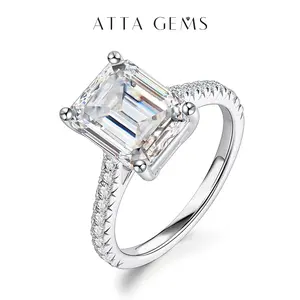 Synthetic Moissanite Ring 3.0-4.0CT D Color for Women Elegant Rings R097