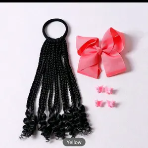 box ponytails braids with beads synthetic