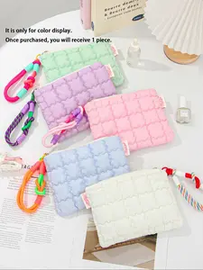 Cute Quilted Makeup Bag Set, Portable Travel Cosmetic Storage Bag, Multifunctional Makeup Organizer Pouch, Handheld Cosmetic Pouch for Women & Girls