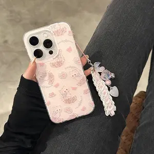 Crystal Transparent White IND | Bow Kitten | Lace Pendant | Best Friend Gift | Phone Protective Cover | Suitable for iPhone 11 12 13 14 15 16 17 Pro Max