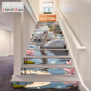 Geometric Pattern Stair Sticker, 13pcs/set Waterproof Self Adhesive Stair Sticker, Removable Wall Sticker for Home Decor, Decorative Stickers, Decorative Decal