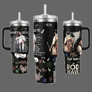 Rod Wave Last Lap Tour 40 oz Vacuum Insulated Tumbler with Handle Straw Money GGG YO Concert Graphic Keeps Drinks Hot/Cold 12H+ 18/8 Stainless Steel Travel Mug for Hip-Hop Fans Rap Music Lovers Dark Merch Gift