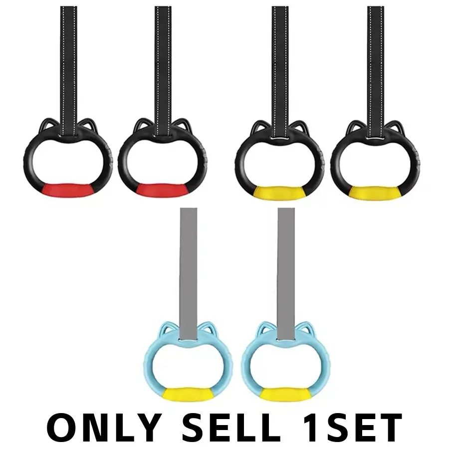 Gymnastics Rings Set, Pull Up Rings with Straps, Playground Home Exercise Gym Rings, Drawstring Bag Included, Ideal for Fitness