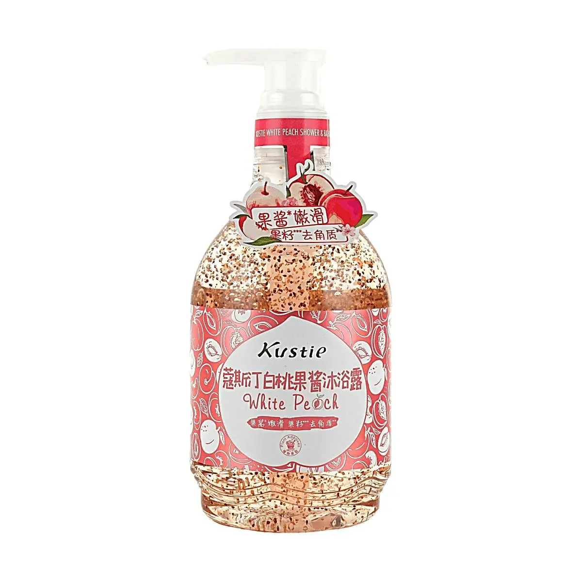 Kustie White Peach Jam Body Wash 580g - Moisturizing & Cleansing Shower Gel for Soft Skin
