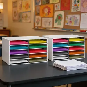 Classroom Paper Storage Rack Set, 2 Pieces, Fits Construction Paper & Cardboard, Ideal for Classroom Mailboxes, Document Organization, Home Office