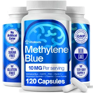 Vitaroots Methylene Blue Capsules – Formulate CoQ10, PQQ, Vitamin C, L-Theanine, Cacao – 120 Vegan Capsules per Bottle – No Flavor, Easy Daily Use