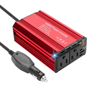 400W Power Inverter,  DC 12V to 110V AC  Plug Adapter Outlet Converter with [65W PD USB-C] & [18W QC USB-A] Fast  Ports and 2 AC Outlets  Power Inverters for