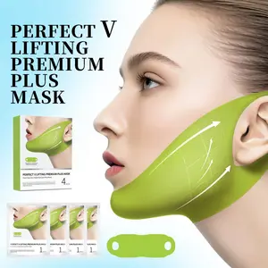 Cactus V-Shape Lifting Mask Set, 4 Pcs Per Box, Chin Lift Mask, Dual Chin Band, Peptide & Collagen Rich, Hydrating Brightening Gel Patches, Hydrating Tightening Mask, Collagen Mask Kit