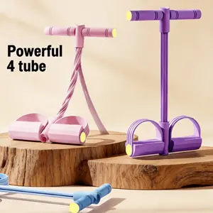 Four-Legged Foot Pedal Resistance Band Abdominal Crunch Helper, Home Use Yoga Waist Training Equipment, Portable Multi-Function Leg Workout Tool