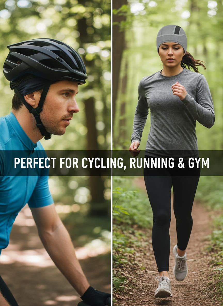 2 Pack Skull Cap Helmet Liner Beanie, Cooling Mesh Cycling Running Hat for Men Women, Fits Under Helmets